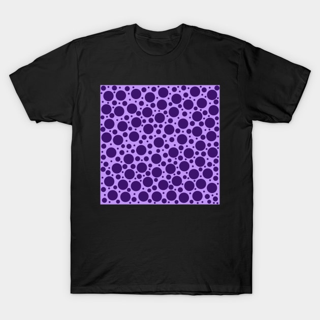 Random Polka Dots in Purples T-Shirt by Whoopsidoodle